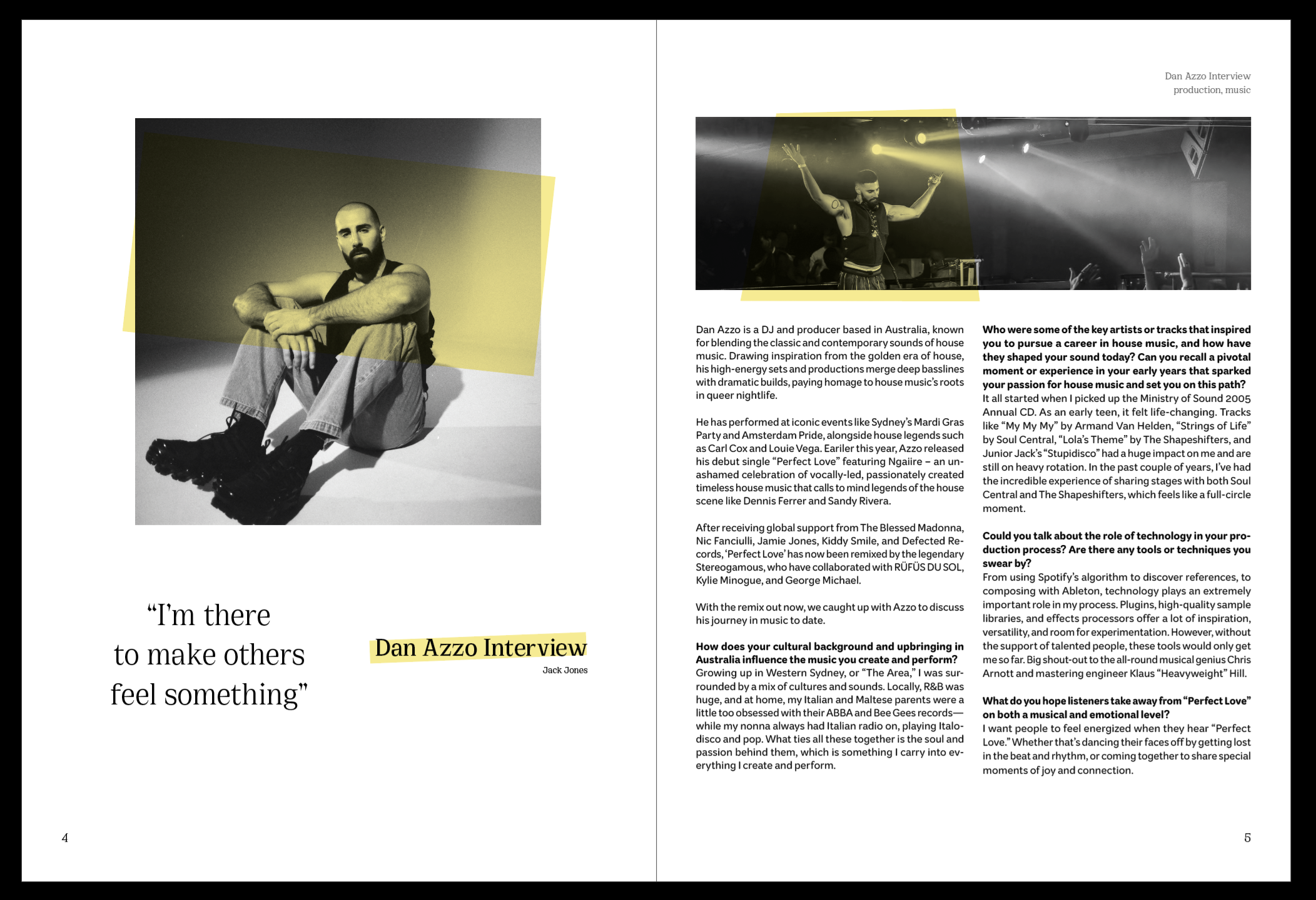 a spread featuring an interview with Dan Azzo