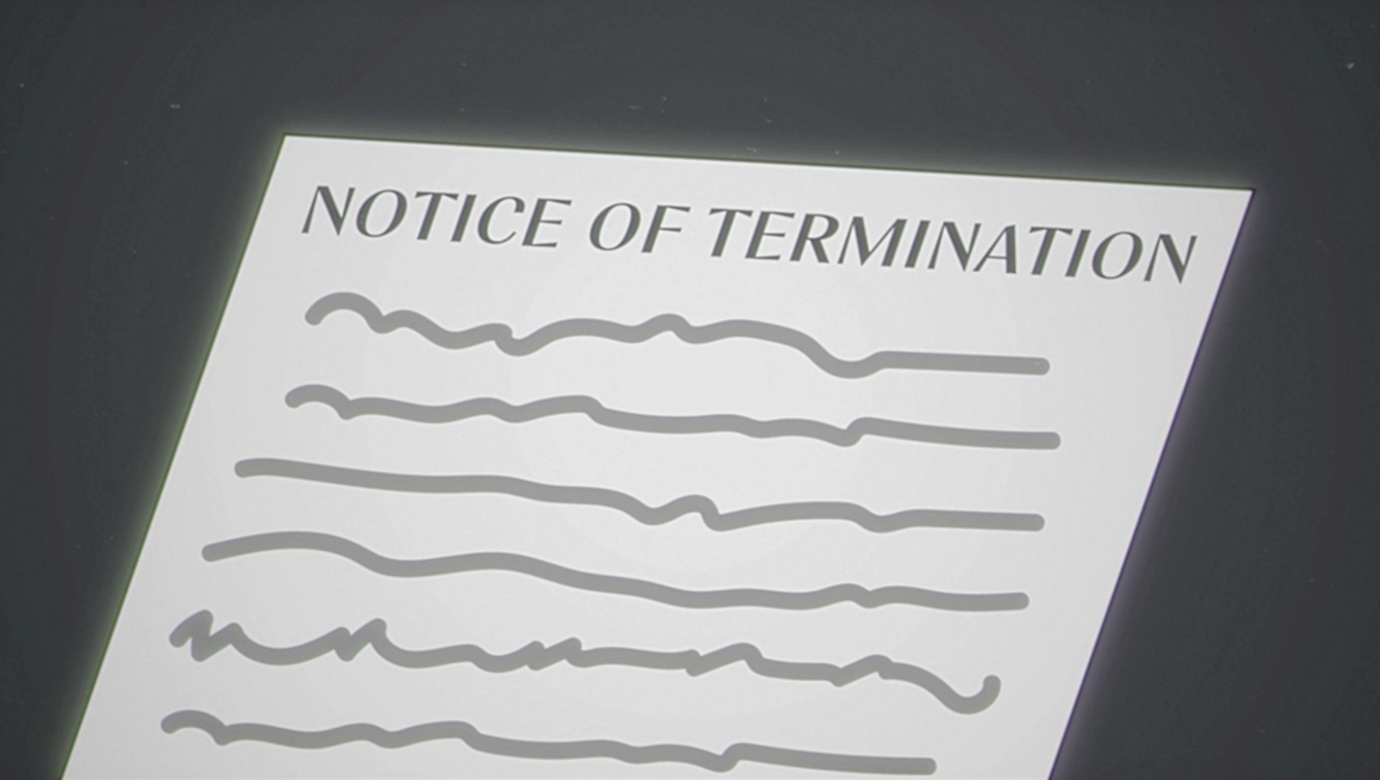 freeze frame of the termination letter
