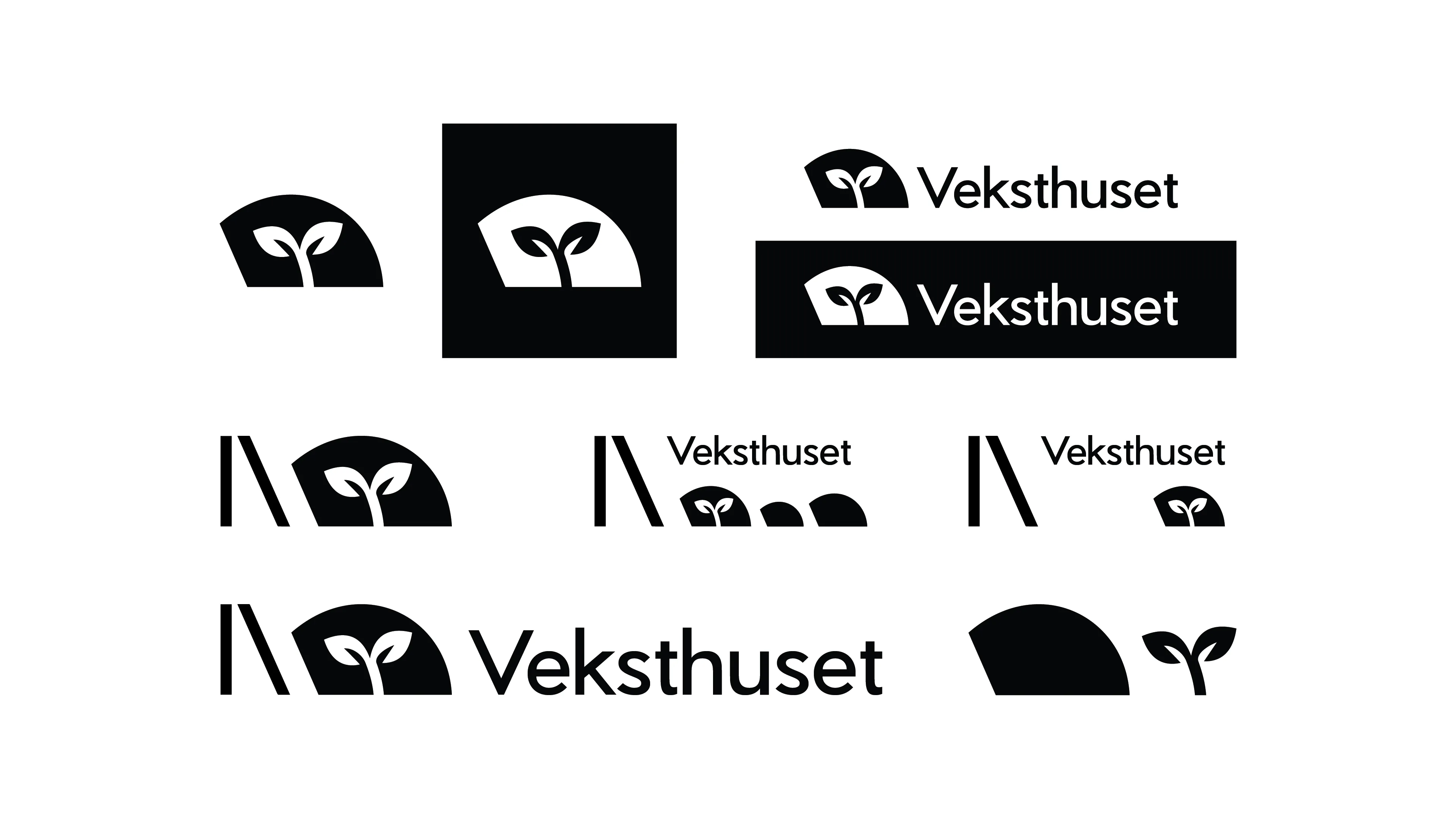 Variations of Veksthuset logo - OBLIG03, second year at Noroff